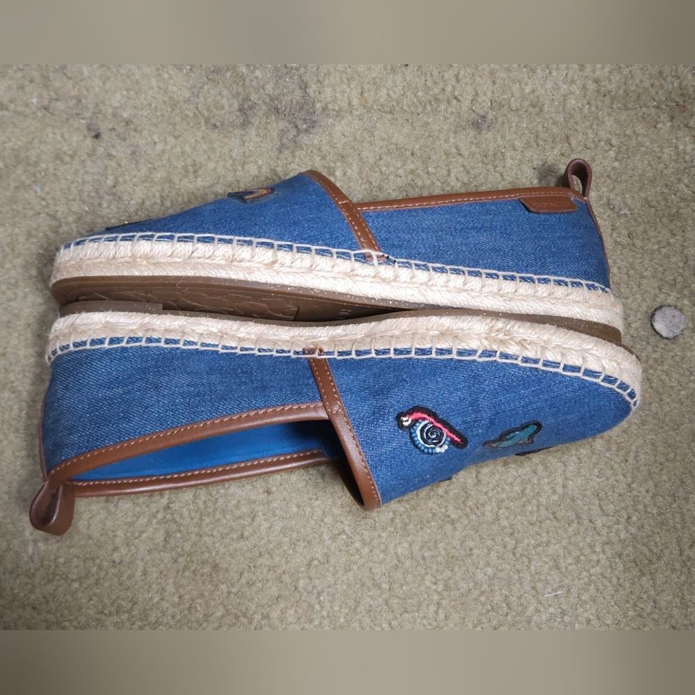 Coach Women’s Espadrille Flats Denim Embroidered Rainbow Rocket Retro Size 6B - Picture 5 of 13